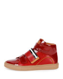 Herick Leather High-Top Sneaker, Red