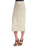 Nubuck Leather Wrap Skirt