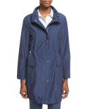 Polished Midi Drawstring Raincoat 