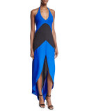 Lulu Sleeveless Colorblock Maxi Dress, Blue