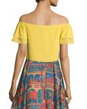 Whit Cropped Off-the-Shoulder Top, Yellow