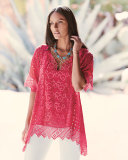 Drapey Eyelet Tunic with Crochet Trim 