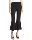 Zuri Cropped Kick-Flare Bell Pants, Black