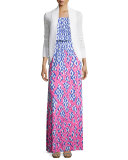 Amalie Long-Sleeve Open Cardigan, White 