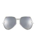 Embassy Cutoff Aviator Sunglasses, Silver