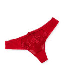 Intuition Embroidered Tulle Tanga, Candy Apple