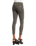Nix Lace-Up Cropped Jeans, Brunswick Green