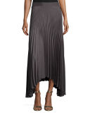 Maxine Plissé Handkerchief-Hem Skirt