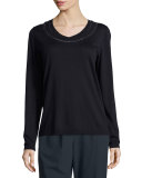 Double Scoop-Neck Silk-Blend Sweater