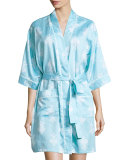 Chandelier-Print Short Kimono Robe, Blue