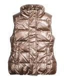 Cruz Quilted Metallic Puffer Vest, Gold, Size 2-6