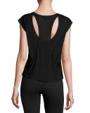 Click Draped-Back Jersey Crop Top, Black