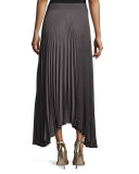 Maxine Plissé Handkerchief-Hem Skirt