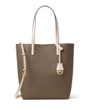 Hayley Large North-South Logo-Print Tote Bag, Mocha/Bisque