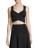 Crisscross Cropped Sleeveless Top, Black