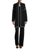 High-Waist Straight-Leg Pants, Black
