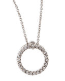 18k White XS Diamond Circle Pendant Necklace