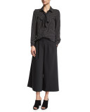 Long-Sleeve Silk Star Blouse, Blamu