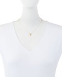 18K Yellow Gold Diamond Baguette Drop Necklace