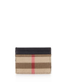Sandon House Check & Leather Card Case, Black