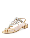 fedra jeweled leather sandal, old gold