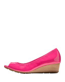 Air Tali Open-Toe Wedge Pump, Electra Pink