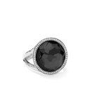 Stella Lollipop Ring in Hematite & Diamonds, 0.23ct