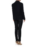 Rockstud-Trim Double-Breasted Peacoat, Navy