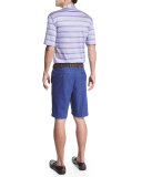 Glass-Stripe Short-Sleeve Polo Shirt, Purple