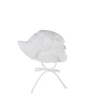 Bow-Trim Twill Sun Hat, White, Infant