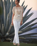 Pandora Crochet Sweater with Fringe Hem