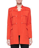 Studded Long Jacket, Blood Orange, Plus Size