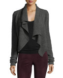 Iliana Draped Asymmetric Wool-Blend Sweater, Light Gray Melange
