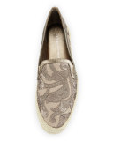 Pamela Embellished Canvas Slip-On Sneaker, Taupe
