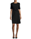 Short-Sleeve Twisted-Front Dress
