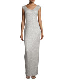Sleeveless Sequined-Lace Column Gown