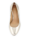 Ashby Leather Almond-Toe Pump, Pale Gold