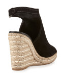 Suede Open-Toe Espadrille Glove Sandal, Black (Nero)