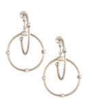 18k White Gold Diamond Link Earrings, 28mm