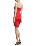 Strapless Twist-Front Cocktail Dress, Cardinal