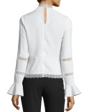 Lace-Inset Keyhole-Front Top