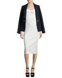 Daytona Pinstriped Cutaway Blazer, Black/White