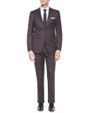 Milbank Check Two-Piece Wool Suit, Burgundy