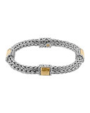 Classic Chain Palu Silver Bracelet with Gold Stations
