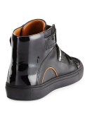 Herick Leather High-Top Sneaker, Black