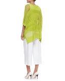 Knit Cropped Wide-Leg Pants, White 