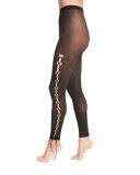 Lace-Up Footless Tights, Black