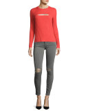 Overlap Rib Sweater, Black
