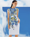 Budding Floral-Print Sheath Dress, Bianco/Multi
