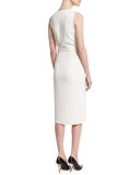 Sleeveless Draped-Front Sheath Dress, Chalk